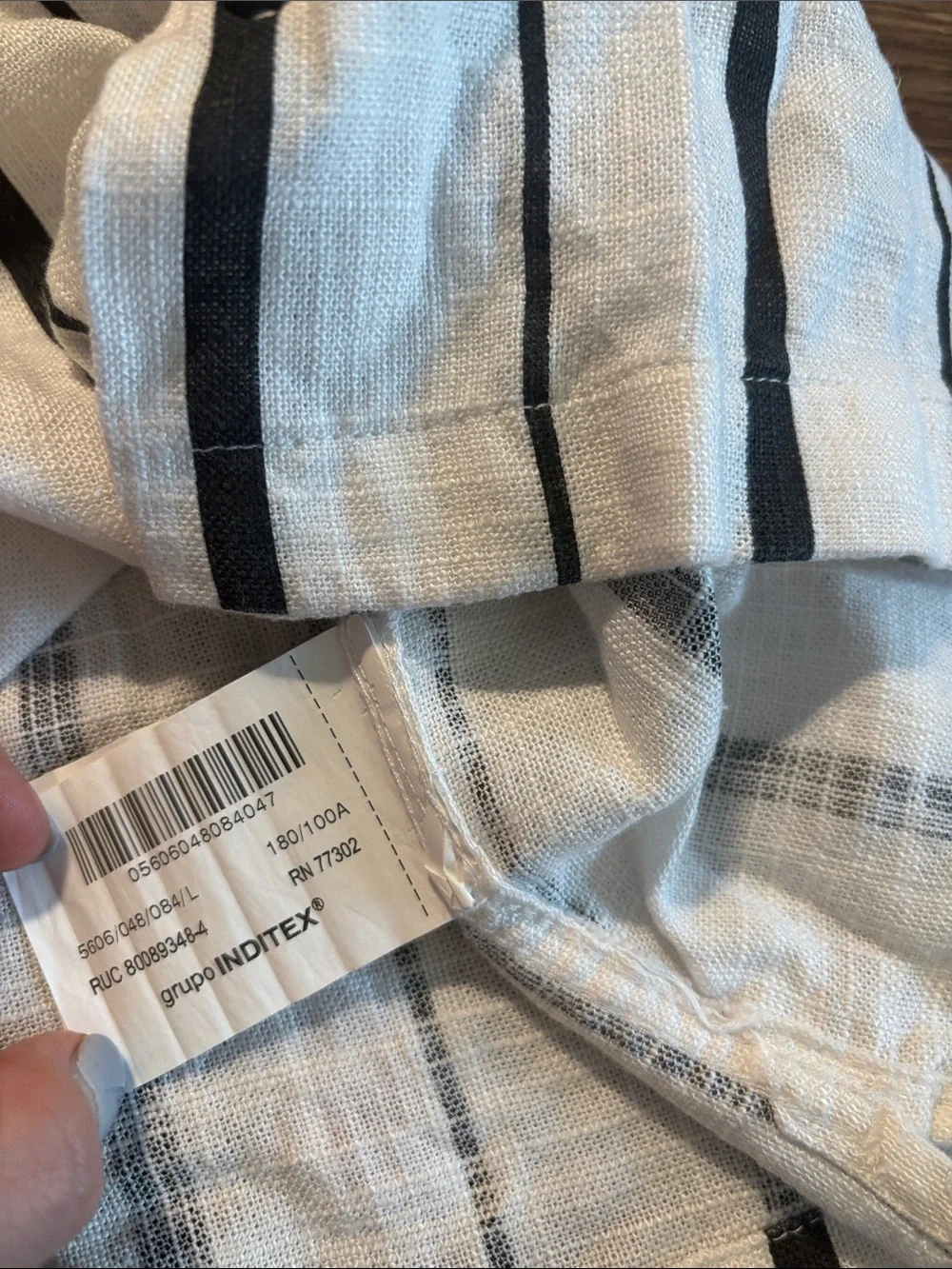 Zara Mens Striped Short Sleeve Button-Up Shirt Viscose White Black Large